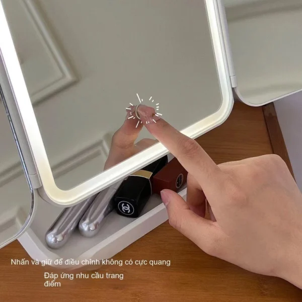 sg-11134201-821d2-mgz7cq8t9ukt99 Trifold LED Makeup Mirror with Magnification