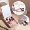 Foldable Rotating LED Makeup Mirror with Brush Storage
