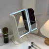sg-11134201-821du-mgz7corqb11k22 Trifold LED Makeup Mirror with Magnification