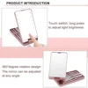 Foldable Rotating LED Makeup Mirror with Brush Storage