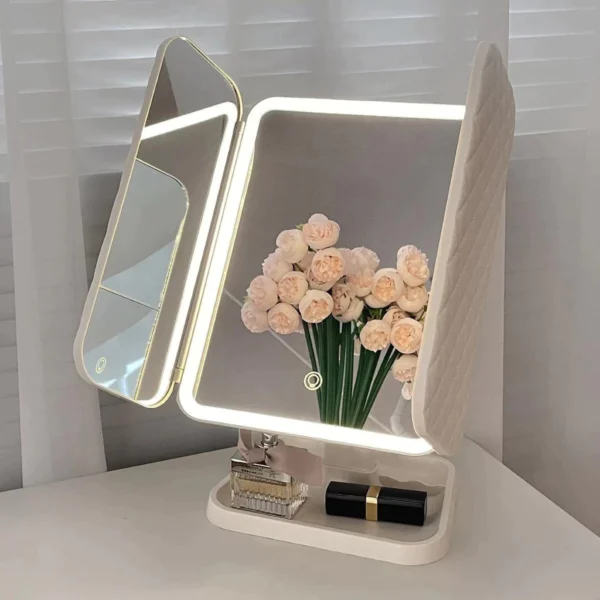 sg-11134201-821em-mgz7cpk62n7yb5 Trifold LED Makeup Mirror with Magnification