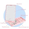 Foldable Rotating LED Makeup Mirror with Brush Storage