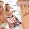 Foldable Rotating LED Makeup Mirror with Brush Storage