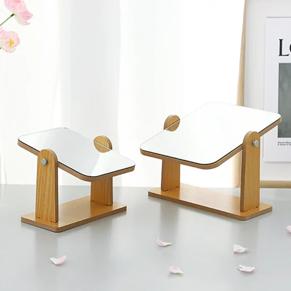 360 Rotating Wooden Makeup Mirror