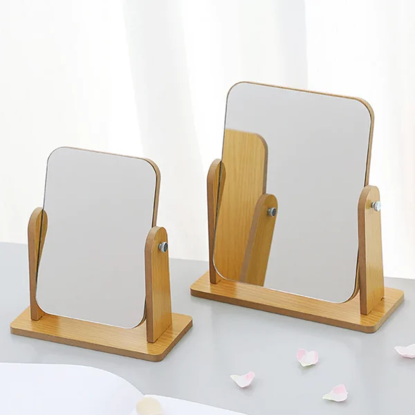 360 Rotating Wooden Makeup Mirror
