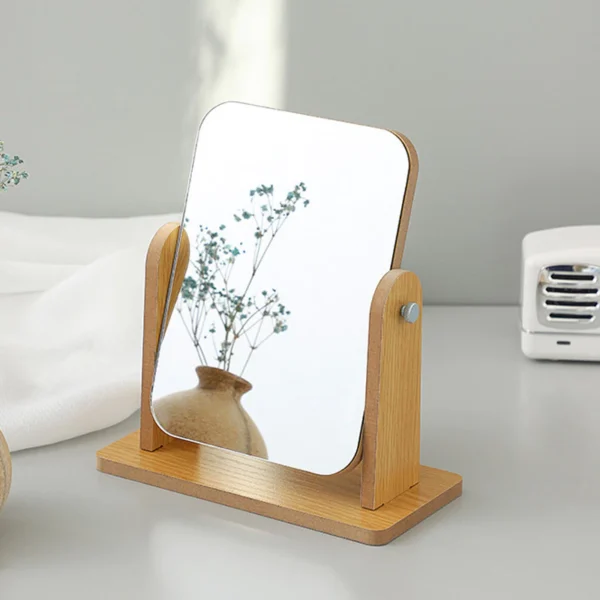 360 Rotating Wooden Makeup Mirror